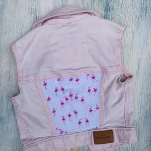 Ballerina Pink Denim Vest- Girl- Upcycle- Size Small- Dancer- Summer-