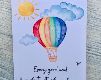 Hot Air Balloon Baby Shower Card: Faith, Congratulations (Digital Download, 5x7 inch PDF)