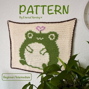 Froggy Tapestry Crochet PATTERN | Wall Hanging | PDF Pattern | Cute Home Decor | Easy Beginner Intermediate Crochet
