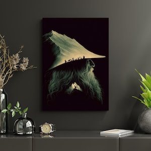 O Senhor dos Anéis Gandalf A Tela Cinza Fosca, Esticada 1,25" | Decoração para Casa Filme | Arte de Parede de Filme | Arte de Fã de Retrato | Presente de Fã de Filme