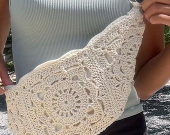 Crochet Granny Square bag, Cotton cross body bag, Crochet Pouch, adjustable strap