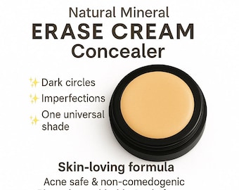 Organic Concealer | Erase Cream Concealer Pot |  Acne Safe Makeup  Non-Comedogenic Makeup | Cruelty Free Makeup