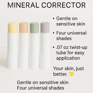 Korektor w sztyfcie Organic Concealer Sticks | Cztery odcienie | Makijaż niekomedogenny | Kryje niedoskonałości i przebarwienia | Zielony, lawendowy, żółty i łososiowy