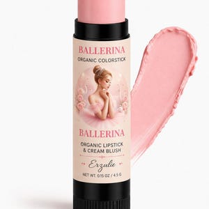 Barra de labios y colorete en crema orgánicos BALLERINA. Cosméticos no comedogénicos, libres de crueldad animal y aptos para pieles con acné. imagen 1