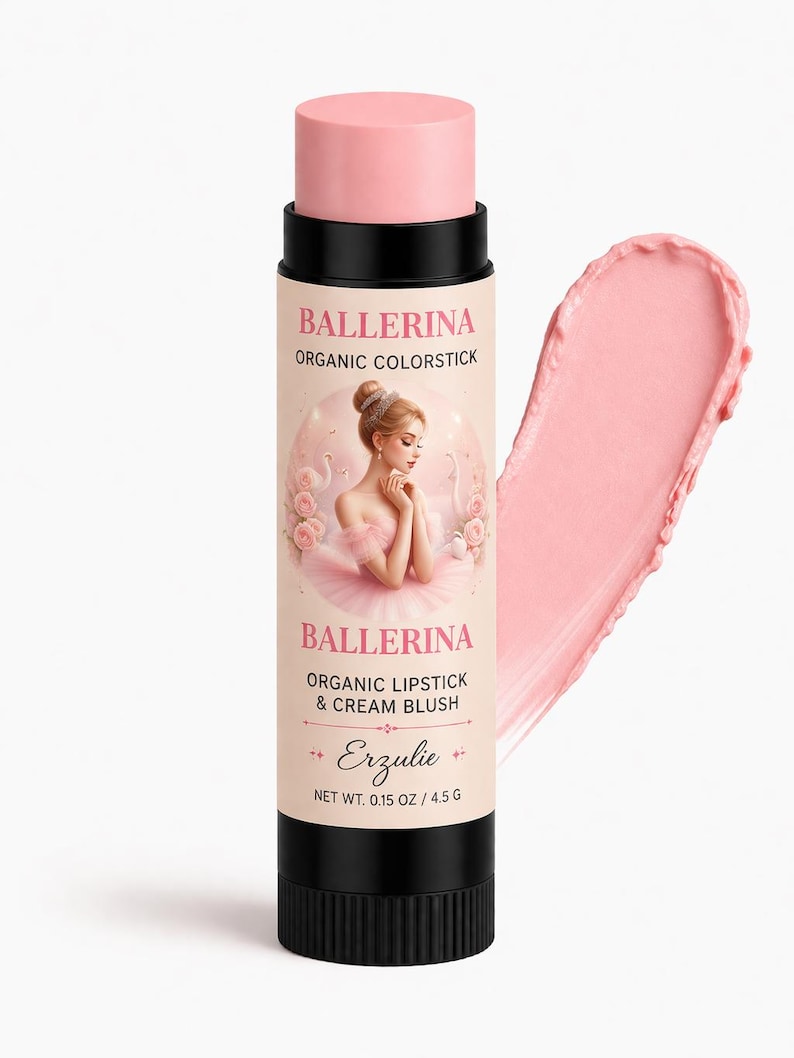 Barra de labios y colorete en crema orgánicos BALLERINA. Cosméticos no comedogénicos, libres de crueldad animal y aptos para pieles con acné. imagen 1
