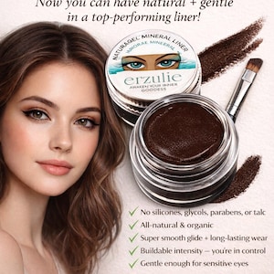 Dark Brown Organic Gel Eyeliner, Natural Mineral Formula image 1