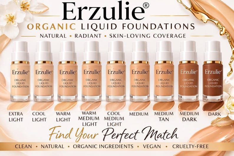 Organic Liquid Foundation In WARM LIGHT Natural Acne Safe Makeup | Cruelty Free Makeup| Vegan and Non-Comedogenic Foundation image 10