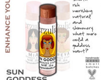 Natural Cosmetics  Erzulie Mineral Makeup Bronzing Shimmer Stick SUN GODDESS Acne Safe and Non-comedogenic Makeup with Argan Oil