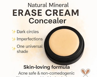 Organic Concealer | Erase Pot Cream Concealer  | Acne Safe Makeup| Cruelty Free Cosmetics | Organic Makeup| One Universal Shade