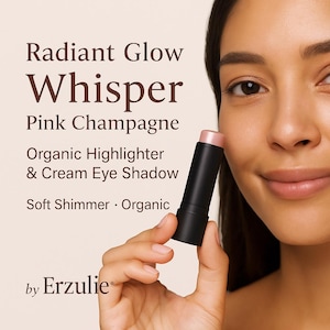 Crème illuminatrice bio | Ombre à paupières minérale et enlumineur WHISPER |  Non comédogène | multitâche pour les joues et les yeux| Sans cruauté
