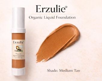 Organic Foundation and Non Shimmer Bronzer  MEDIUM TAN  Natural Acne Safe Cosmetic Liquid Mineral Foundation  Vegan Makeup