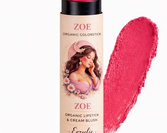 Colorstick per labbra e guance rosa corallo biologico / Non tossico, sicuro per l'acne
