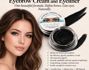 Organiczny kremowy eyeliner i kredka do brwi w słoiczku | Intensywna czerń lub ciemny brąz | Bezzapachowy | Naturalne i organiczne składniki Łatwe w użyciu