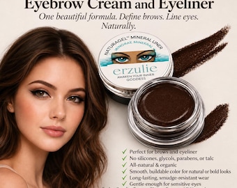 Organic Cream Eyeliner and Eyebrow Pot - Organic, Long Lasting, Cruelty Free | Dark Brown or Intense Black