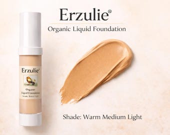 Organic Liquid Mineral Foundation In Warm Medium Light Hyaluronic Acid Non-Comedogenic  Vegan Makeup