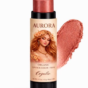 AURORA  Organic Lipstick Rx Color & Shine Lipstick | Non Toxic | Clean Beauty | Gluten Free | Cruelty Free | Moisturizing Lipstick