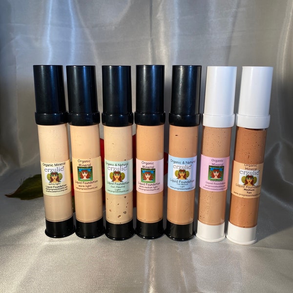 Organic Liquid Foundation | All Natural Makeup | Cruelty Free | Non Toxic Foundation| Hyaluronic acid | Nine Shades | Handmade Foundation