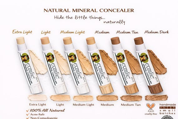 Two Organic Concealer Tubes   Natural Cream Concealer Acne Safe  Cruelty Free Non Toxic Makeup Professional Cream Concealer