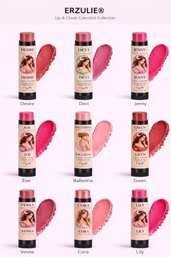 Organic Lipstick | Cream Blush and Lipstick Colorstick  | your choice of two |  Acne Safe Mineral Makeup Non Toxic Cruelty Free Organic