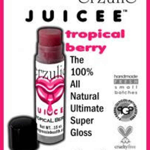 Organic Lip Gloss Juicee Tube   Natural Lip gloss  Ruby Berry Tint in Tropical Berry flavor | high shine sheer lip color