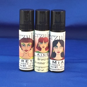 Drei Erzulie® All Natural Mineral Shimmer Sticks Freya, Mia und Sun Goddess Nicht komedogenes Mineral Make-up Hergestellt mit organischen Zutaten