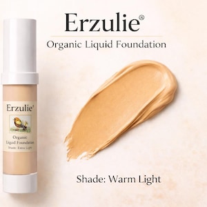 Organic Liquid Foundation In WARM LIGHT Natural Acne Safe Makeup | Cruelty Free Makeup| Vegan and Non-Comedogenic Foundation image 1