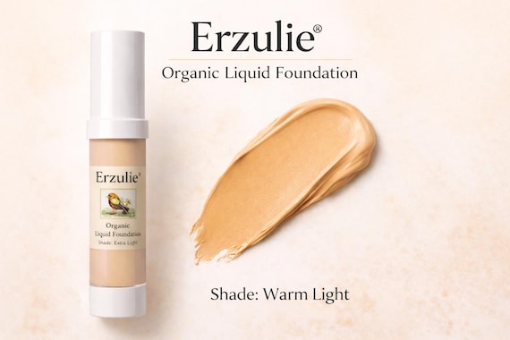 Organic Liquid Foundation In WARM LIGHT Natural Acne Safe Makeup  | Cruelty Free Makeup| Vegan and Non-Comedogenic  Foundation