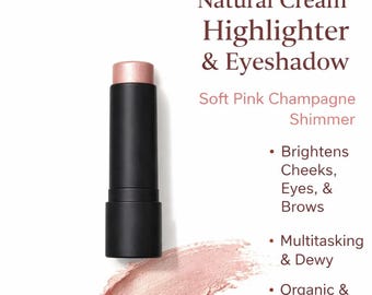 Crema iluminadora orgánica / Sombra de ojos mineral e iluminador en tono WHISPER / No comedogénico / Multiusos para mejillas y ojos / Libre de crueldad animal