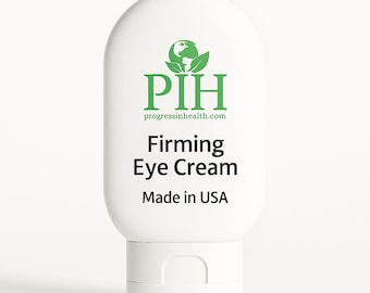 May include: White tube of PIH Firming Eye Cream with a green globe logo and the text "progressinhealth.com". The tube is labelled "Made in USA".