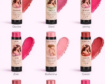 Organic Makeup Your Choice of Two Colors All Natural Cream Blush and Lipstick Colorstick  Acne Safe Mineral Makeup with Argan Oil