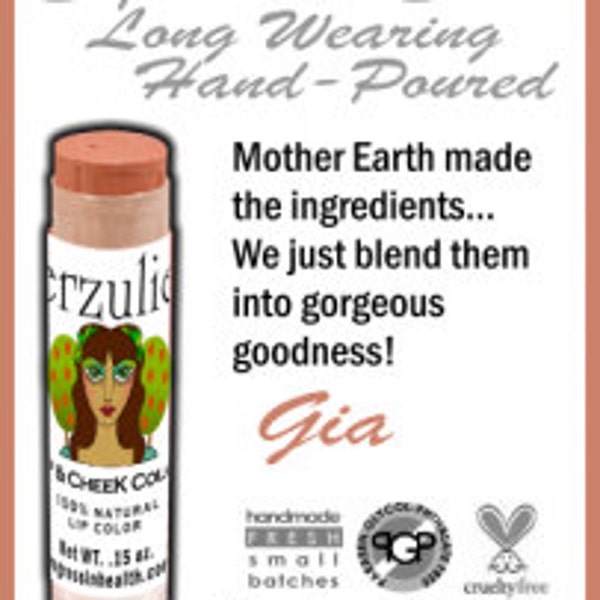 Organic Lipstick and Cream Blush Colorstick™ in GIA | Cruelty Free Makeup| Non Toxic| Peachy pink| Natural Blush