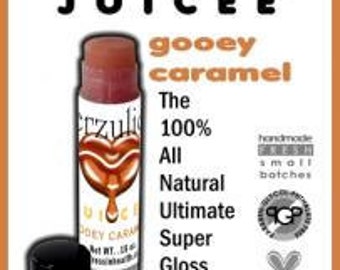 2  Juicee Lip Glosses High Sine Lip Gloss in Gooey Caramel and Sugar Kisses  Organic lip shine