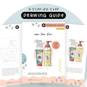 How to Draw Tutorial: Sun Tan Fun | Step By Step PDF Drawing Guide, Easy to Follow, for traditional drawing materials and Procreate