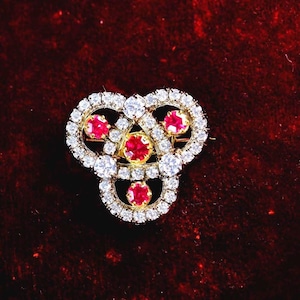 Broche en rubis inspirée de l'Impératrice Elisabeth Sissi, diamants cultivés en laboratoire en argent sterling 925, cadeau épinglette royale victorienne, broche de mariée