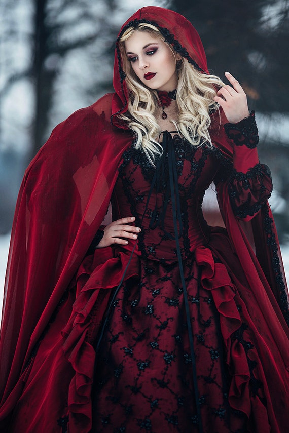 Gothic Wedding Sleeping Beauty Red And Black Sparkle Fantasy Etsy