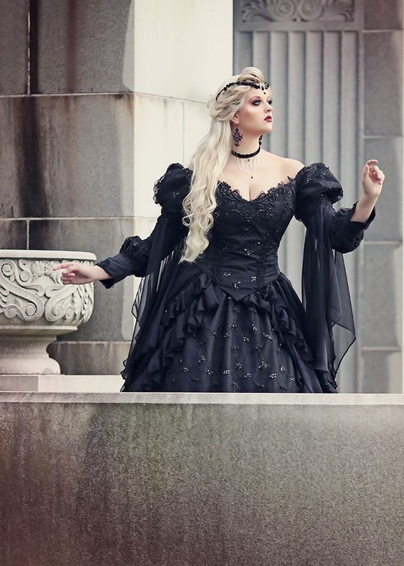 Sale In Stock Gothic Sleeping Beauty Black Wedding Gown Etsy
