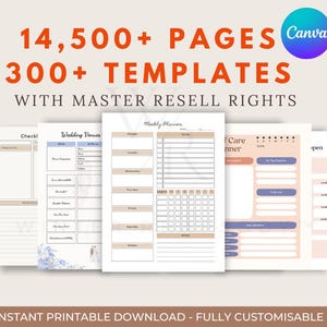 14500+ PLR Canva Templates | 300+ Editable Templates with Master Resell Rights | Editable & Printable Planners, Journals, Trackers
