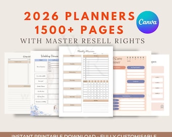 2026 Canva Planner Templates, Journals, Trackers (PLR, Digital Download)