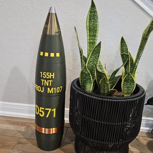1:1 Scale Replica 155mm Howitzer D544 Shell – 3D Printed Plastic Inert Round With Stand