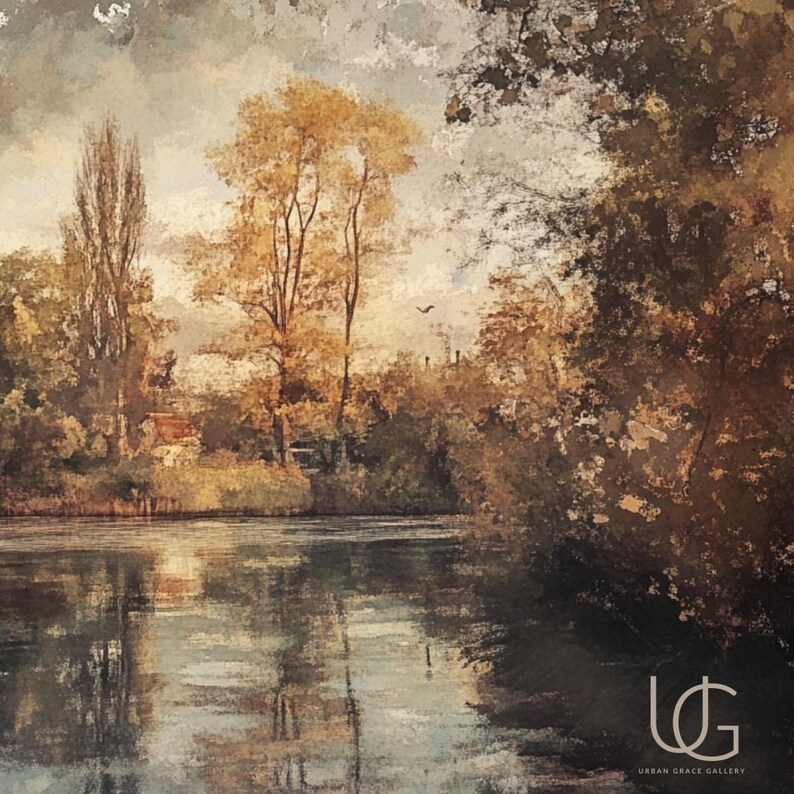 Autumn Frame TV Landscape Painting Plein Air Vintage Forest Modern