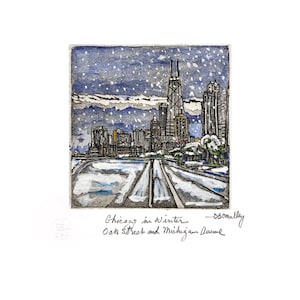 Chicago w Winter Oak Street i Michigan Ave