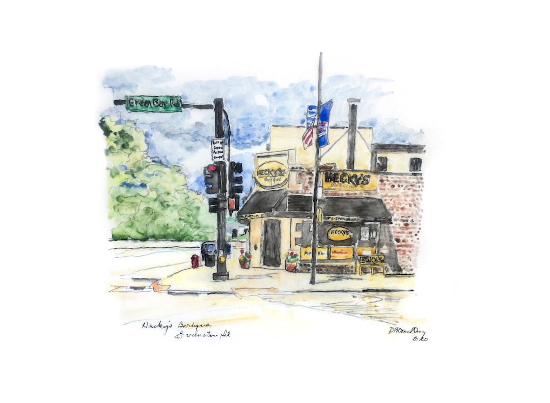 Hecky's Barbeque, Evanston Eatery, Famous Evanston Barbeque, Famous Ribs Sauce, Note Cards, Etsy