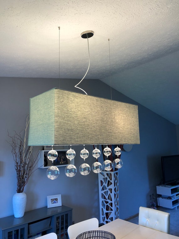Glass Ball Hanging Rectangular Shade Chandelier Made To Order Etsy