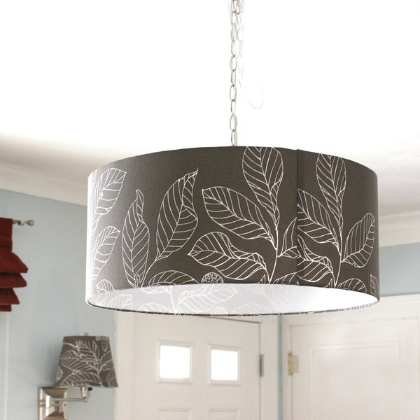 Achromatic nature inspired Drum pendant light - pick pattern and size
