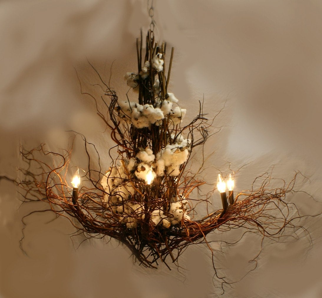 Metal twig chandelier deals