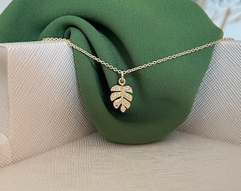 Collier feuille de Monstera en or bijoux délicats minimalistes cadeau pour femme collier plante tropicale pour elle amoureux de la nature jardinier cadeau bijoux