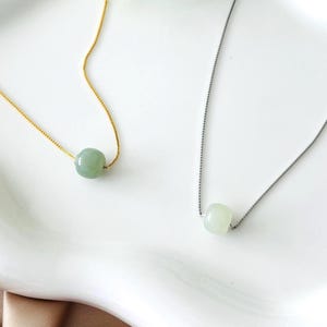 Gold Jade Necklace Silver Jade Jewelry Green Beads Necklace Gift for Her Minimalist Accessories for Women Dainty Everyday Layering Necklace