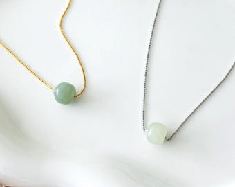 Gold Jade Necklace Silver Jade Jewelry Green Beads Necklace Gift for Her Minimalist Accessories for Women Dainty Everyday Layering Necklace