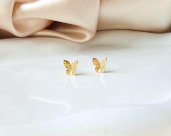 Gold Butterfly Stud Earrings Dainty Jewelry Gift for Girls Everyday Jewelry Cute Little Earrings for Her Minimalist Butterfly Earrings