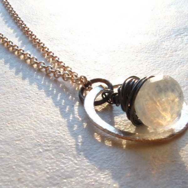 Moonstone Briolette Sterling Wrapped Necklace